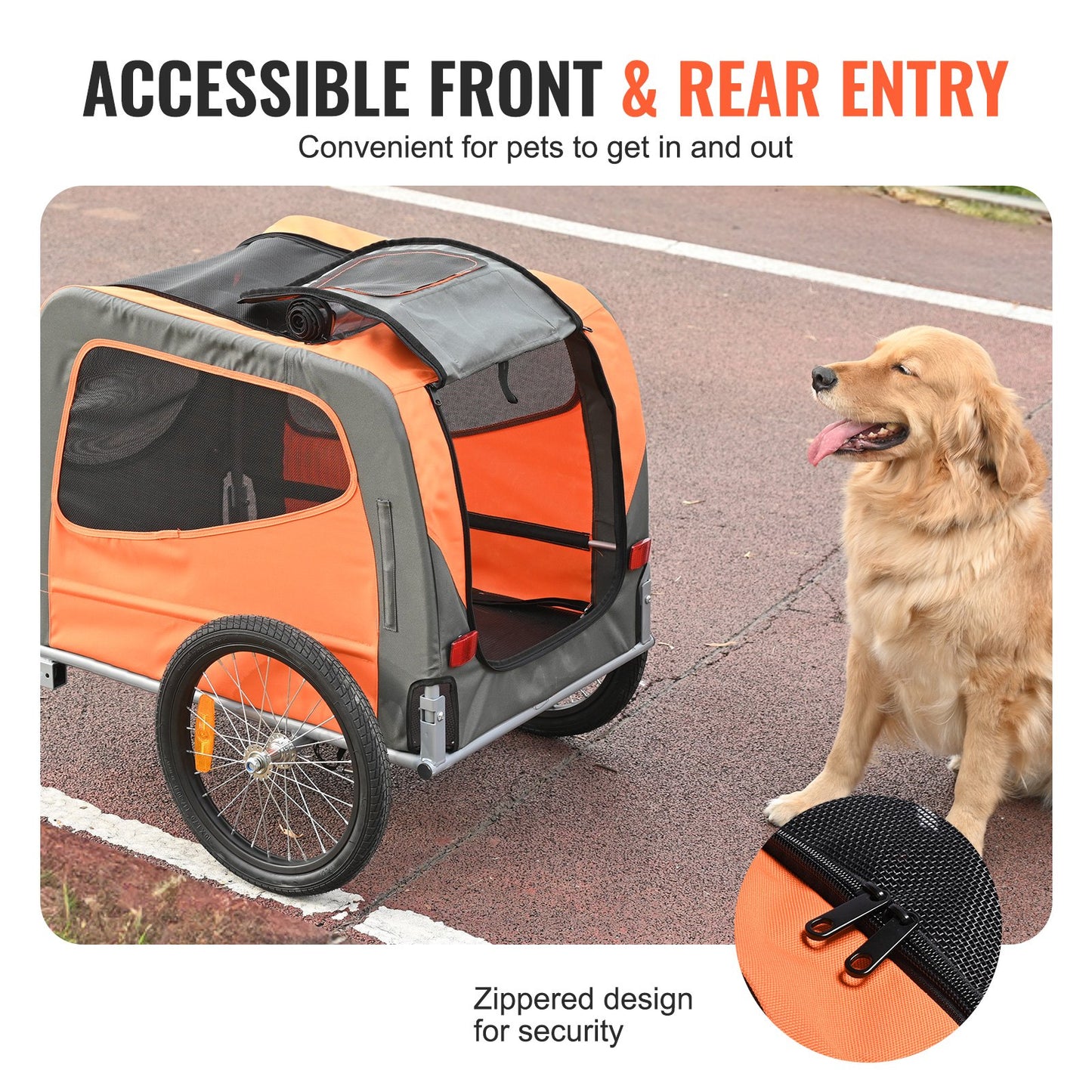 VEVOR Dog Bike Trailer, Supports up to 30 kg, Pet Cart Bicycle Carrier, Easy Folding Frame with Quick Release Wheels, Universal Bicycle Coupler,...