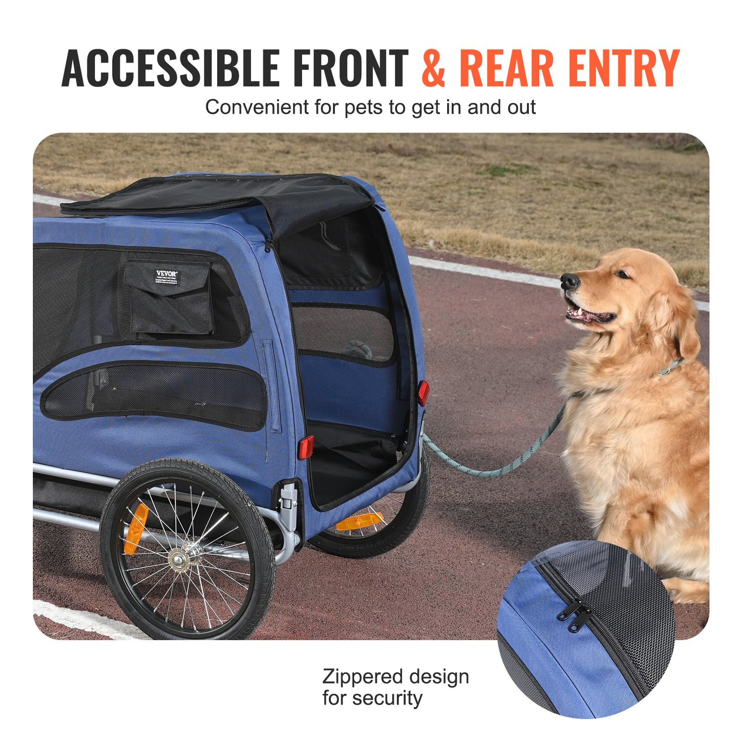 VEVOR Dog Bike Trailer, Supports up to 45 kg, Pet Cart Bicycle Carrier, Easy Folding Frame with Quick Release Wheels, Universal Bicycle Coupler,...