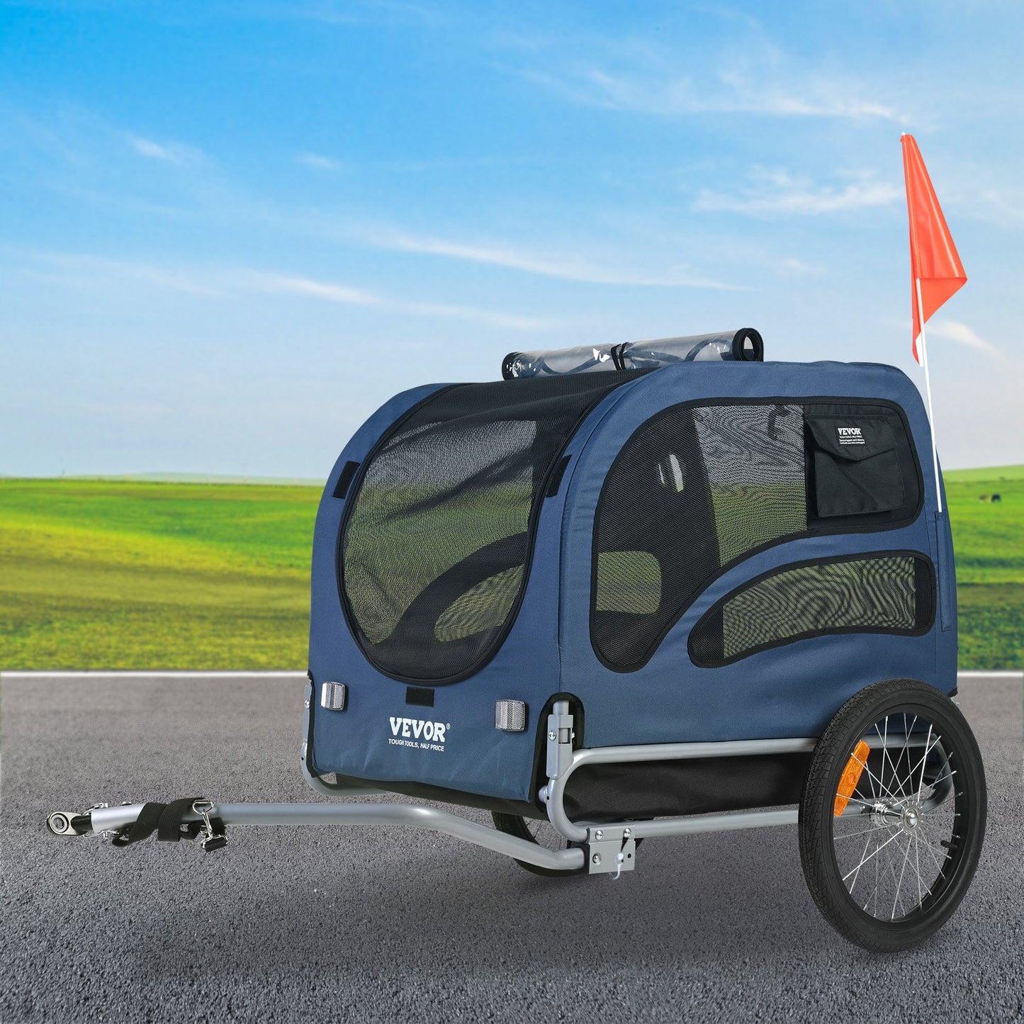 VEVOR Dog Bike Trailer, Supports up to 45 kg, Pet Cart Bicycle Carrier, Easy Folding Frame with Quick Release Wheels, Universal Bicycle Coupler,...