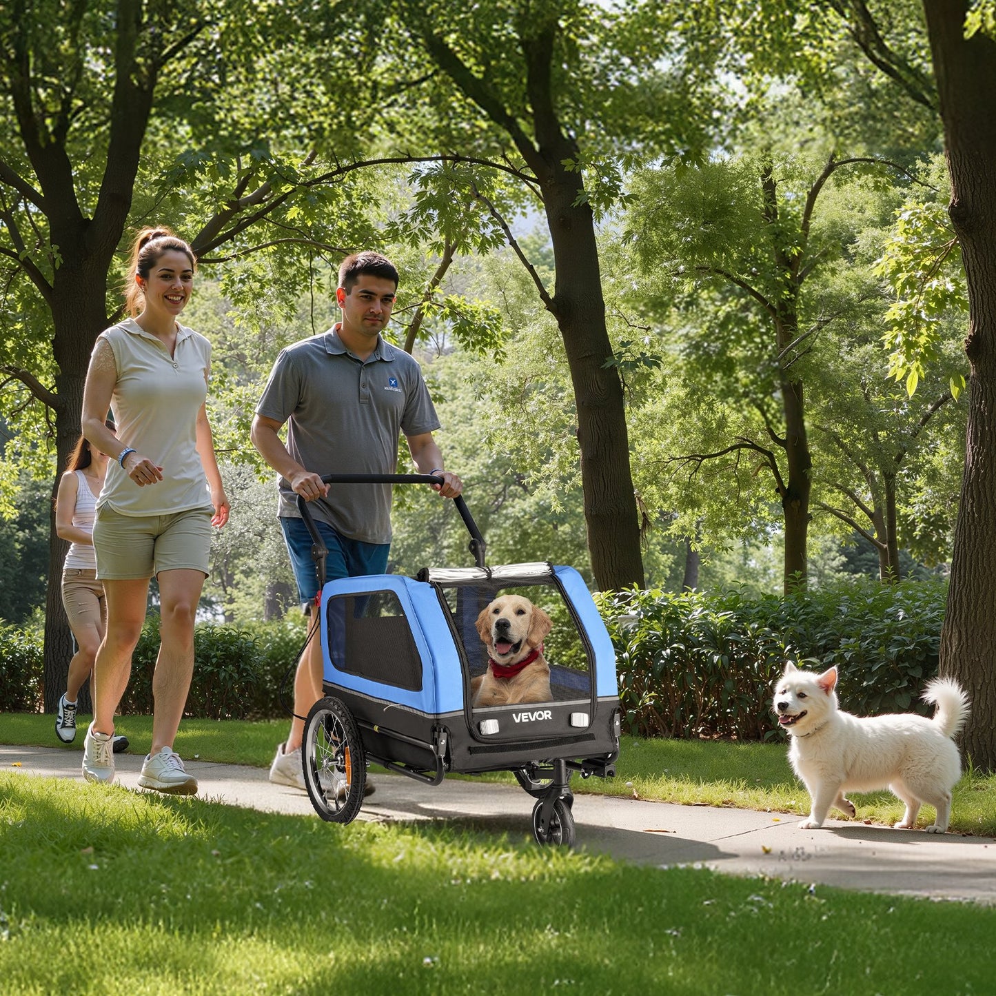VEVOR Dog Bike Trailer, Supports up to 40 kg, 2-in-1 Pet Stroller Cart Bicycle Carrier for Small & Large Dogs, Easy Folding Frame with Quick...