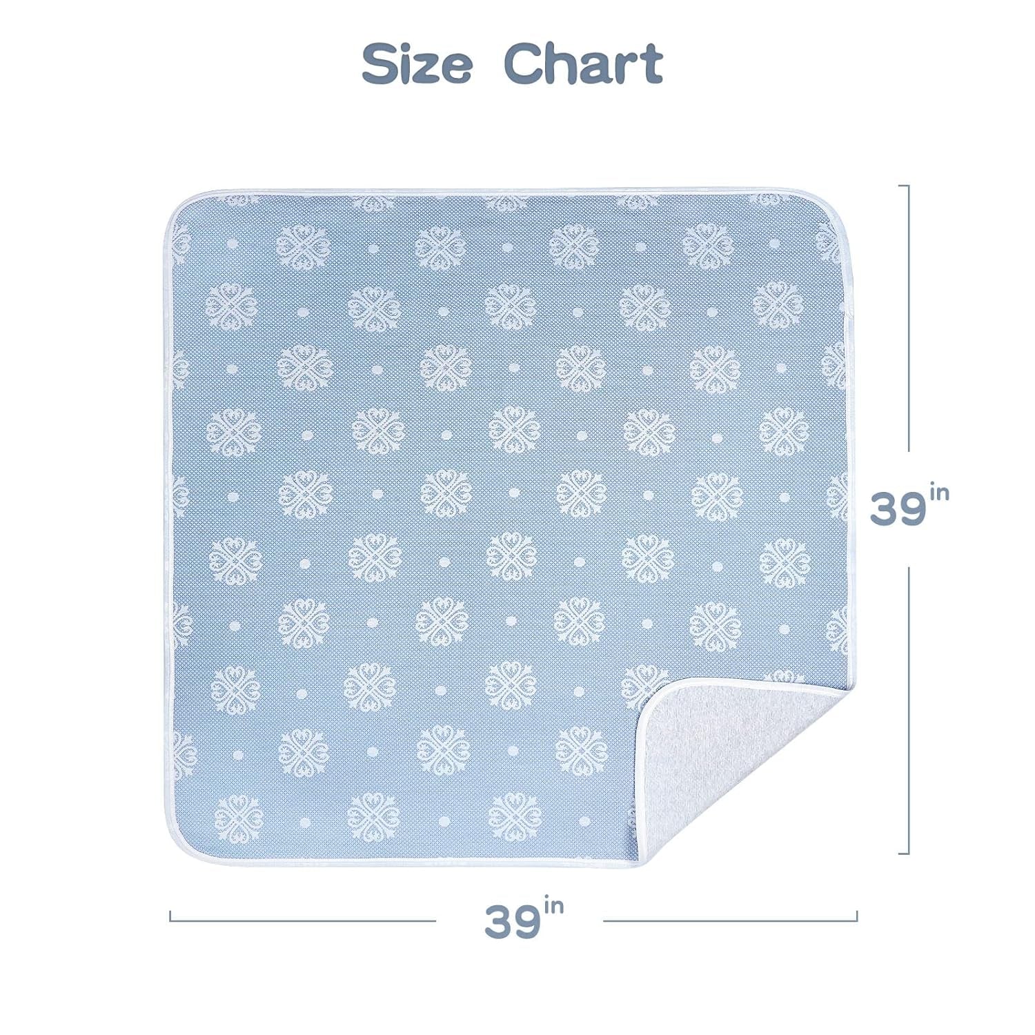 Organic Cotton Patterned Baby Crib Blanket for All Seasons - Warm, Breathable, Super Soft, Thick and Light Weight Quilted Toddler Blanket for Boys and Girls 39''X39'' Large - Blue Snow