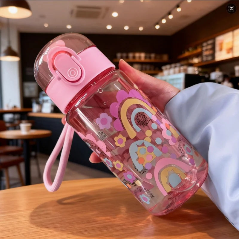 Children's Water Bottle for Summer Student Drinking Bottle Plastic 550ML Sports Water Bottle Portable Anti-fall and Leak Proof
