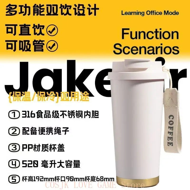 Anime VALORANT Chamber 316 Stainless Steel Thermos Water Bottle Water Cup Anime Straw Water Cup Large Capacity Coffee Cup