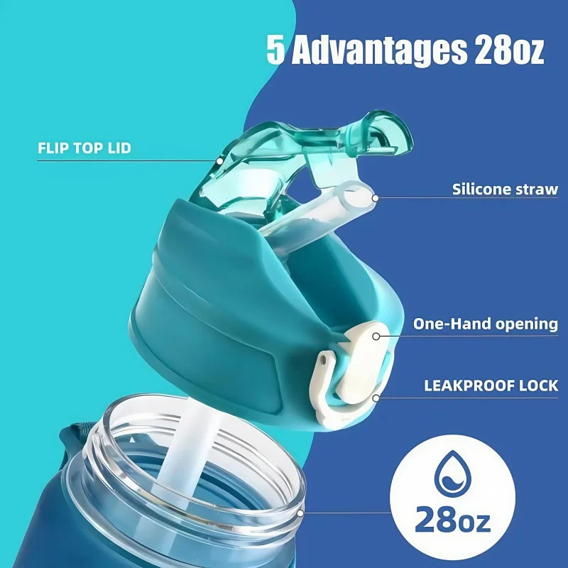 1PCS 750ML Large Capacity Sports Water Bottle Leak Proof Colorful Plastic Cup Drinking Outdoor Travel Portable Gym Fitness Jugs