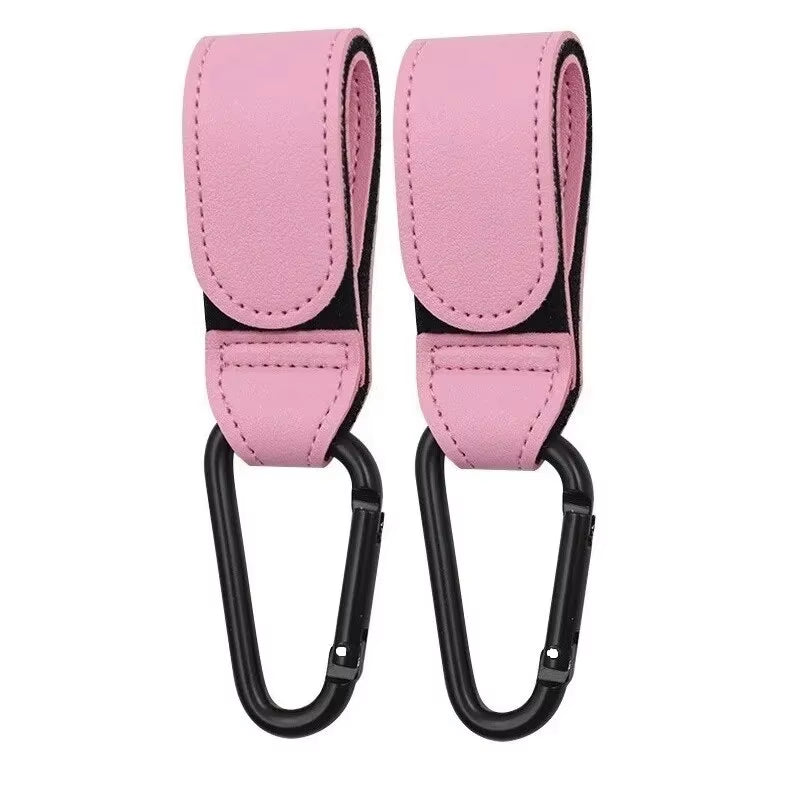 2Pcs Leather Cart Hooks Baby Stroller Hook PU Adjustable Pram Hook Organizer Diaper Bag Hanger Children Travel Accessories