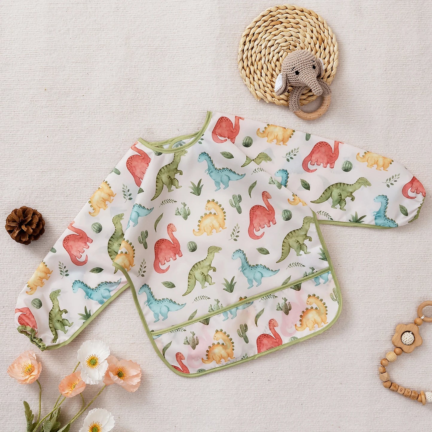 1 Pc Waterproof Baby Bibs Cute Infant Eating Child Drawing Long Sleeve Apron Self Feeding Baby 0-3 Year