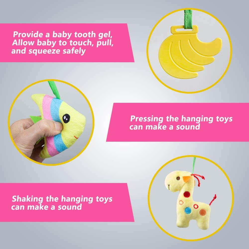 Baby Car Seat Toys, Activity Spiral Pram Hanging Toys with Rattle for Infant (Elephant)