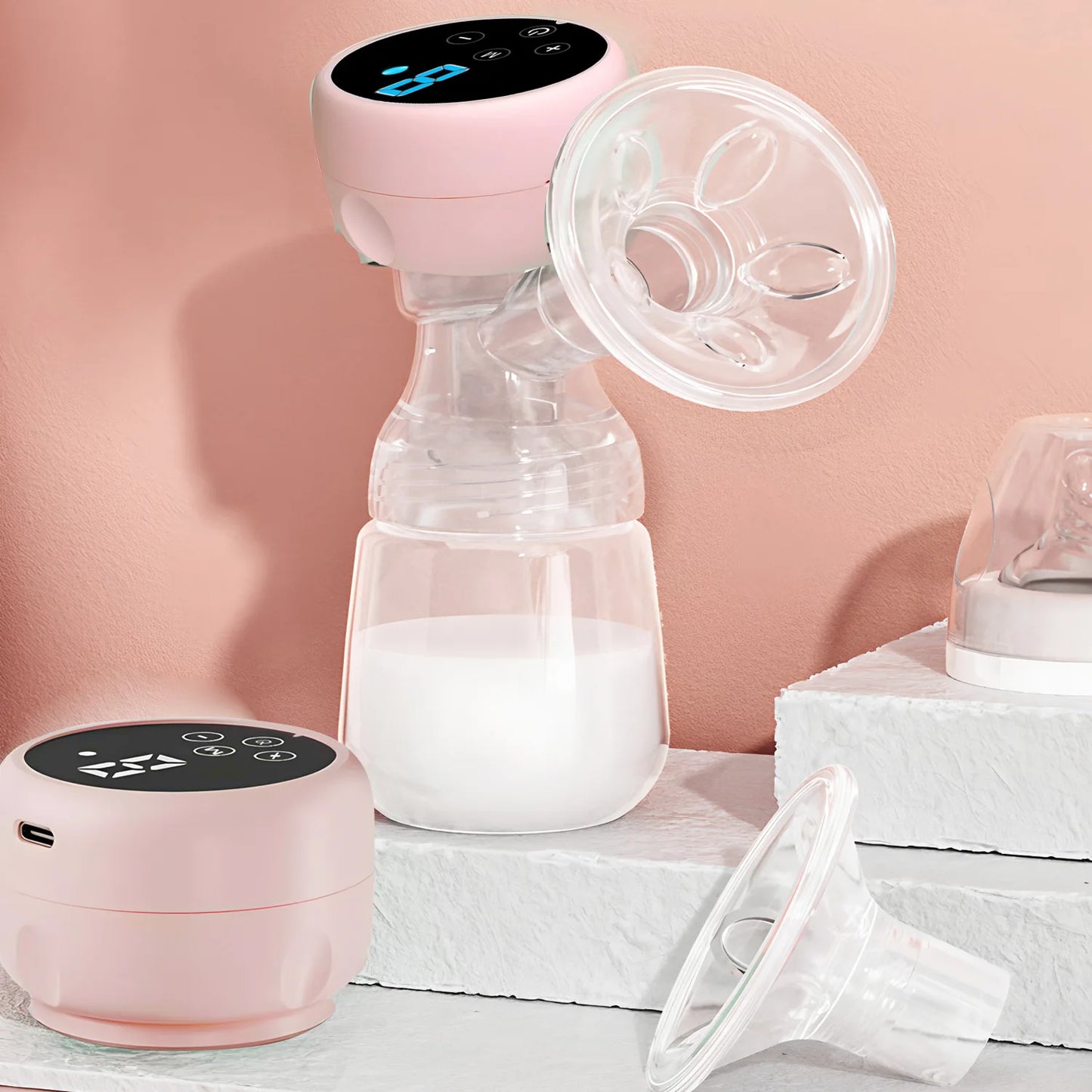 Rechargable Breast Pump Low Noise Electric Milk Puller Automatic Milker Comfort Breastfeeding Postpartum Care 180ML Milk Bottle