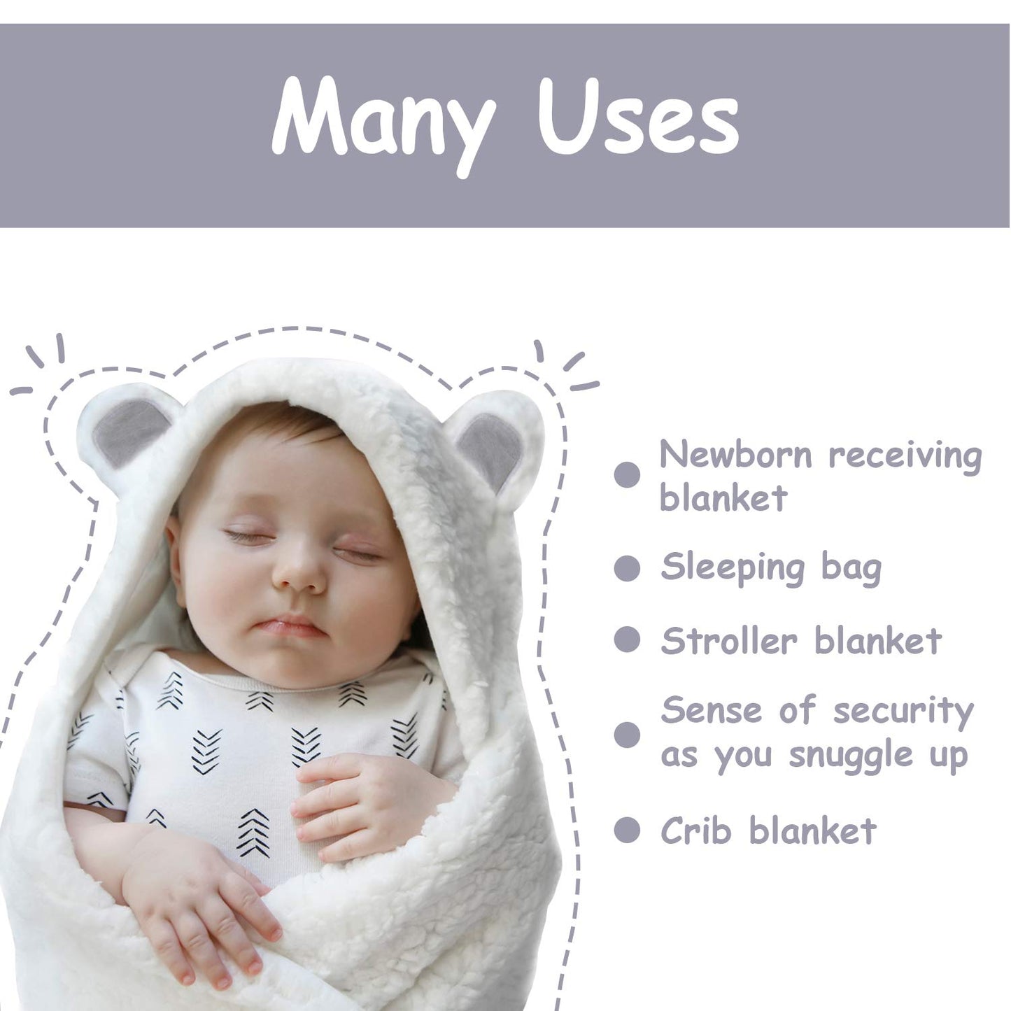 -Cute Bear Organic Newborn Swaddle Wrap-Gender Neutral Soft Baby Blanket, Newborn Baby Registry Gift(Grey 0-3M)