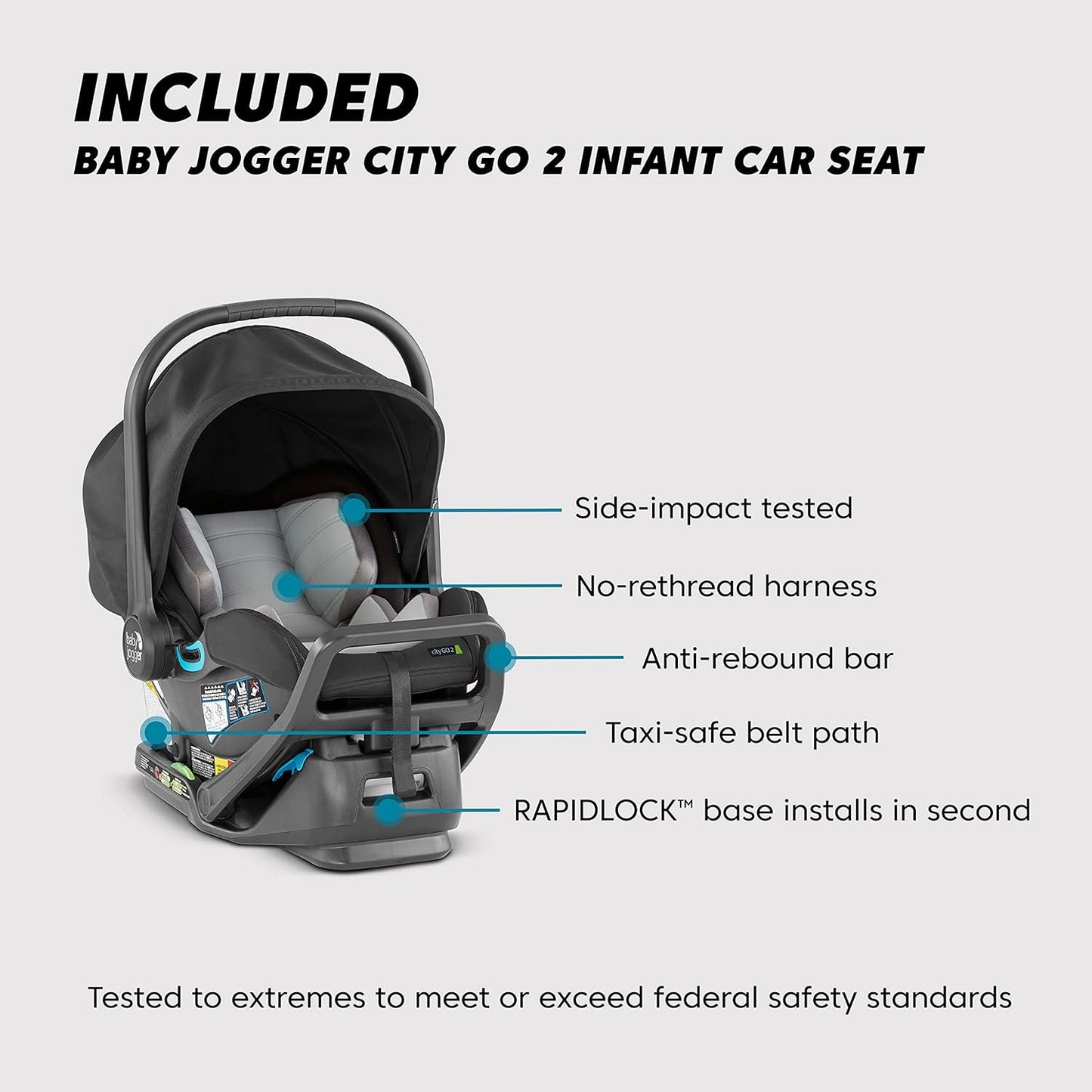 City Mini GT2 All-Terrain Travel System | Includes City GO 2 Infant Car Seat, Jet