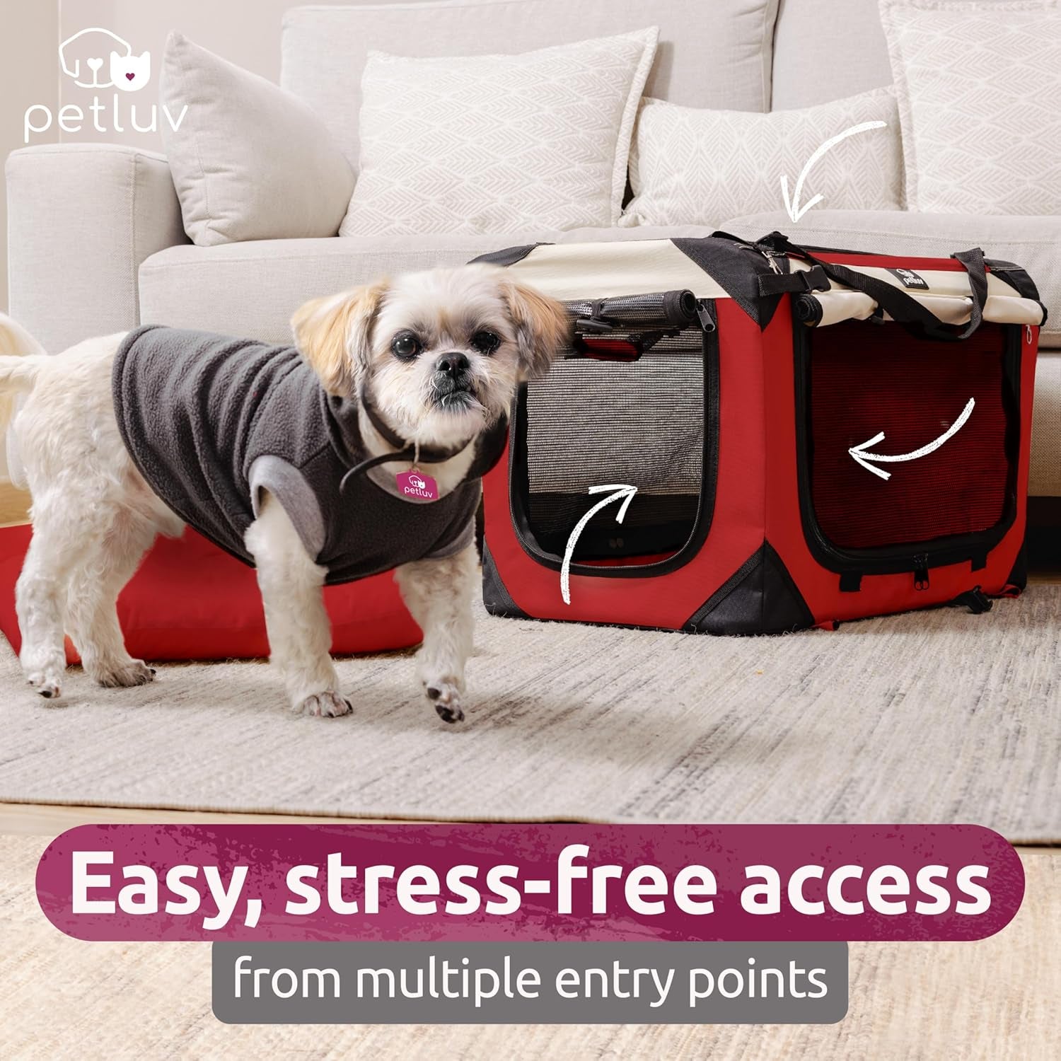 Cat & Dog Pet Carrier, Soft-Sided, Large 24"X16"X16", Fits Large Cat, 2 Cats, or Medium Dog Comfortably, Great for Travel & Vet Visits, Privacy Windows, Removable Bed, Locking Zippers, Foldable