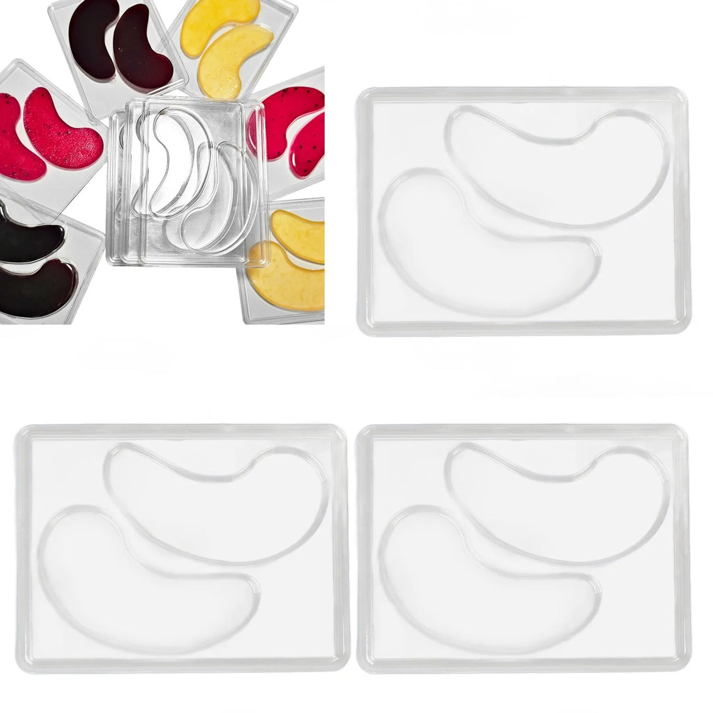 12Pcs Under Eye Patches Molds DIY Healthy Natural Reusable Transparent Eye Mask Patch Tray Plate Face Mask Patch Molds