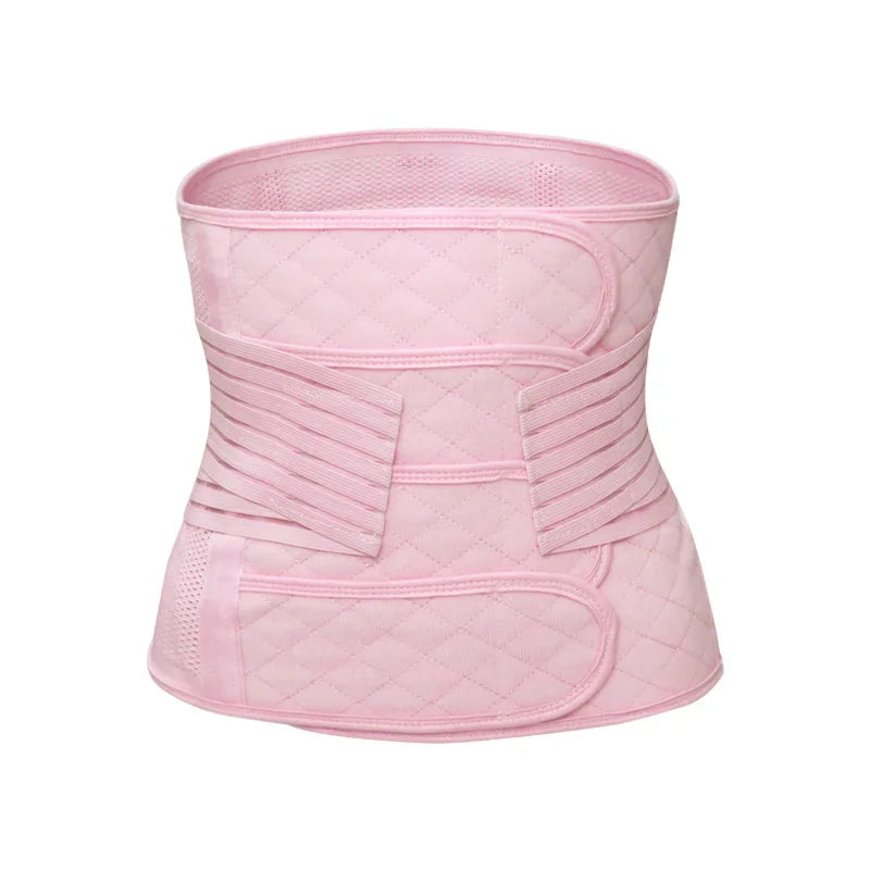Birth Recovery Waist Trainer 2-Piece Set 4-Panel Maternity Postpartum Belly Band Breathable Thin C‑Section Natural