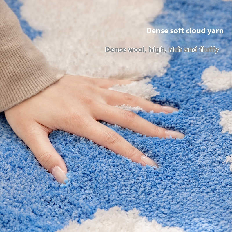 Cream Velvet Toilet Floor Mat Household Absorbent Non-slip Foot Mat