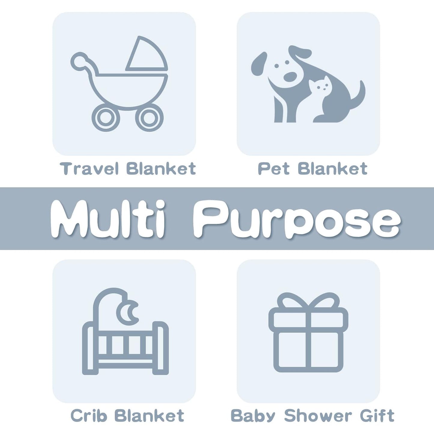 Organic Cotton Patterned Baby Crib Blanket for All Seasons - Warm, Breathable, Super Soft, Thick and Light Weight Quilted Toddler Blanket for Boys and Girls 39''X39'' Large - Blue Snow