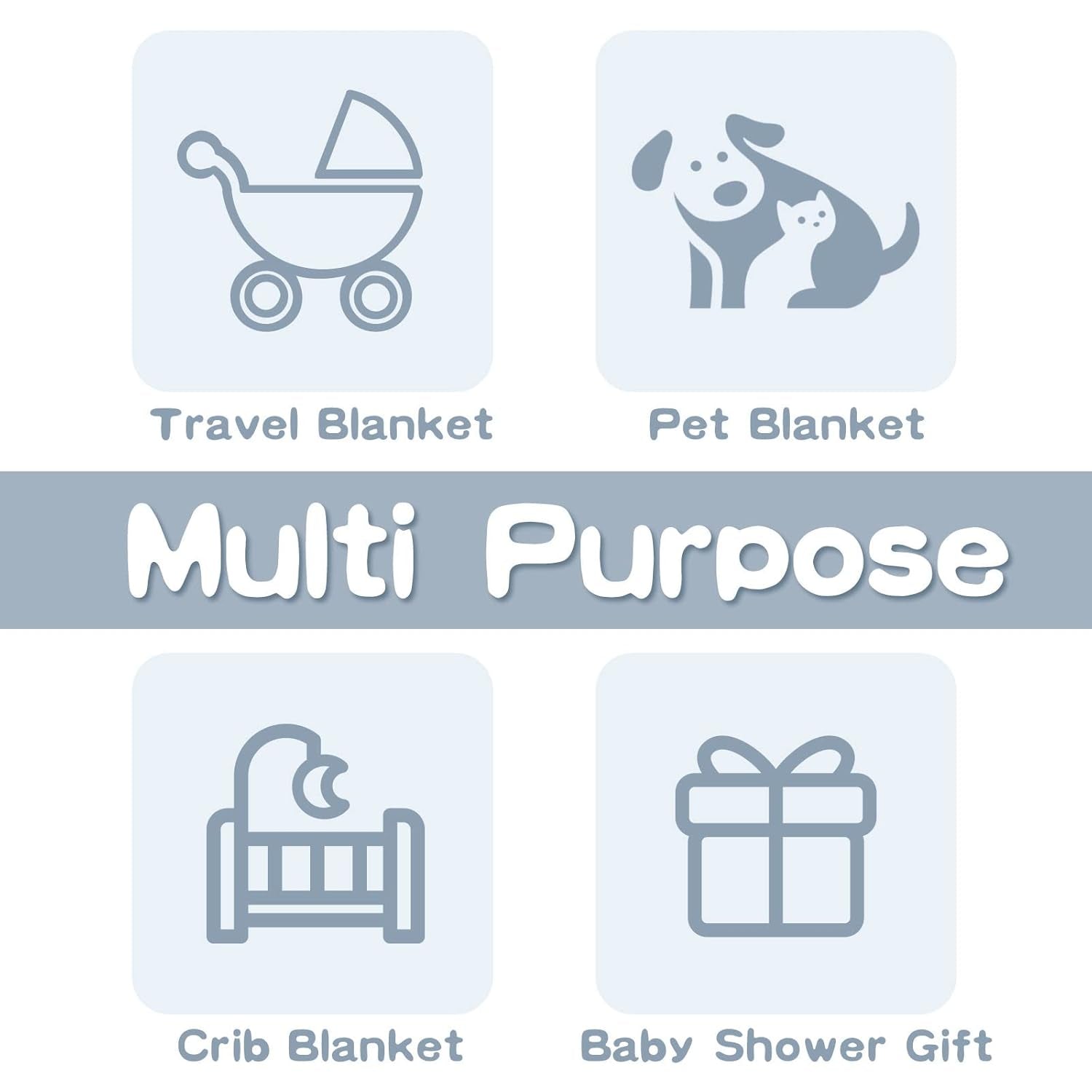 Organic Cotton Patterned Baby Crib Blanket for All Seasons - Warm, Breathable, Super Soft, Thick and Light Weight Quilted Toddler Blanket for Boys and Girls 39''X39'' Large - Blue Snow