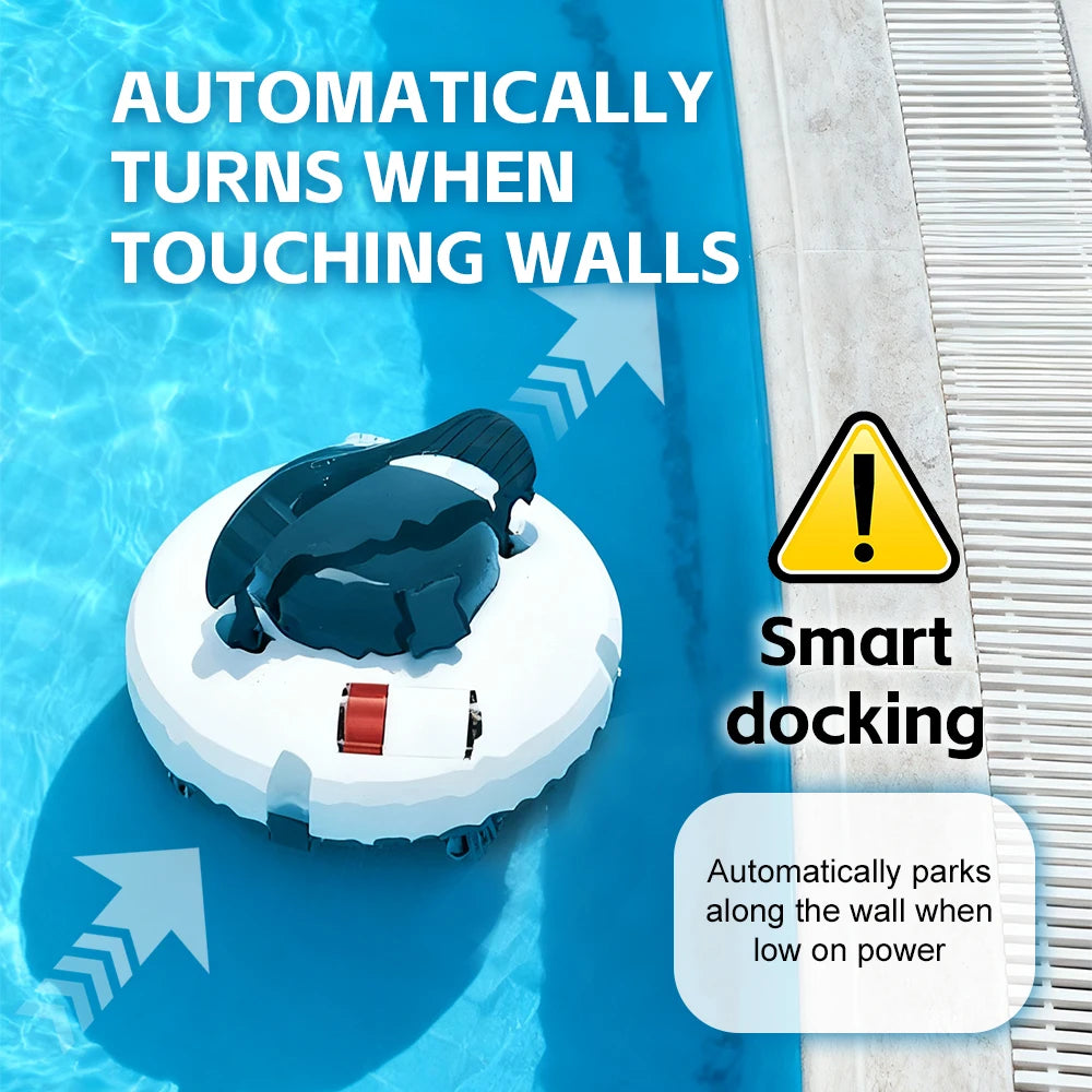 Automatic Robotic Pool Vacuum Cleaner Smart Pool Floor Cleaner Robot 5200mAh Battery Mini Cordless Pool Bottom Cleaning Machine