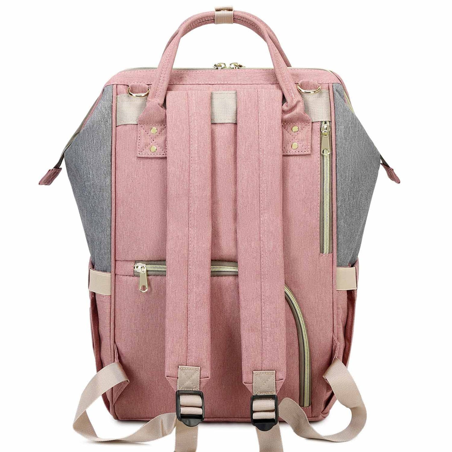 Diaper Bag Backpack, Multifunction Baby Bags, Large Capacity Nappy Changing Bags, Waterproof Travel Backpack,Stylish Durable, Hooks and Changepad, Pink Grey