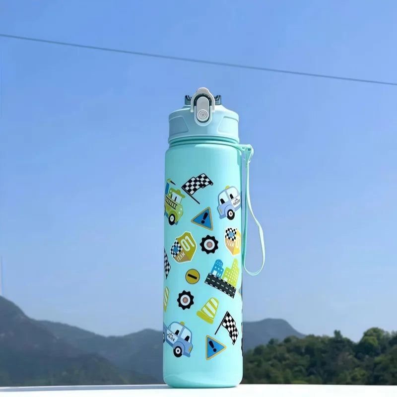 750ml Dinosaur Water Bottle For Kids Water Sippy Cup With Silicone Straw Leakproof Plastic Water Bottles Summer Kids Water Cup