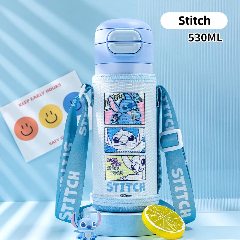 Disney Stitch Children's Water Bottle for School Use 316 Stainless Steel Insulated Cup with Dual-Drink Lid Water Flask with Cup