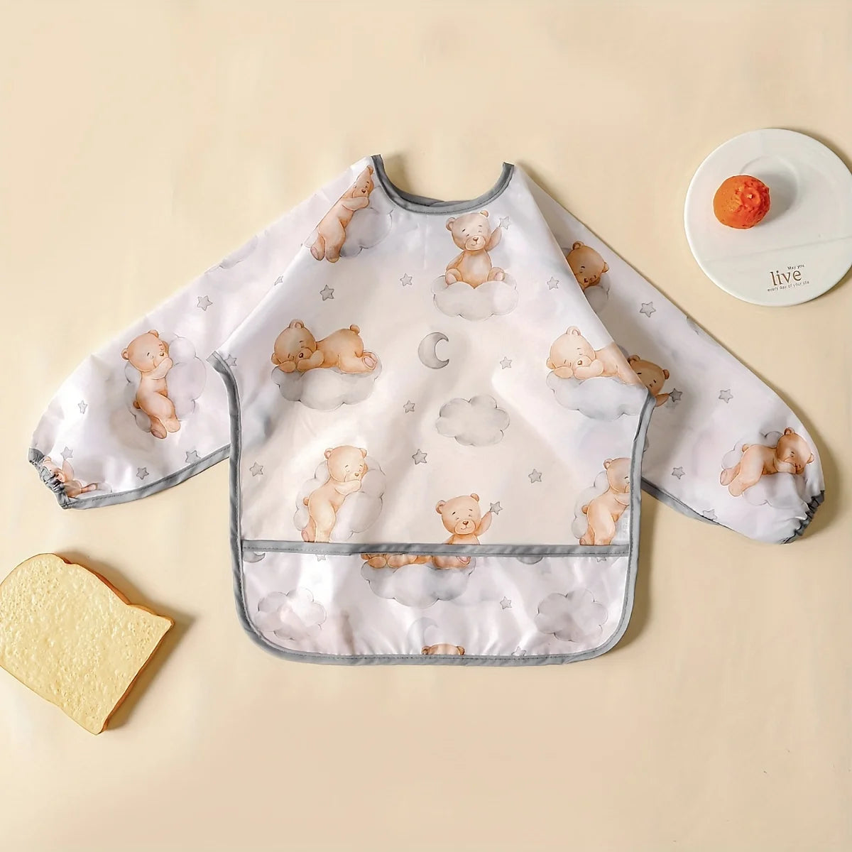 1 Pc Waterproof Baby Bibs Cute Infant Eating Child Drawing Long Sleeve Apron Self Feeding Baby 0-3 Year