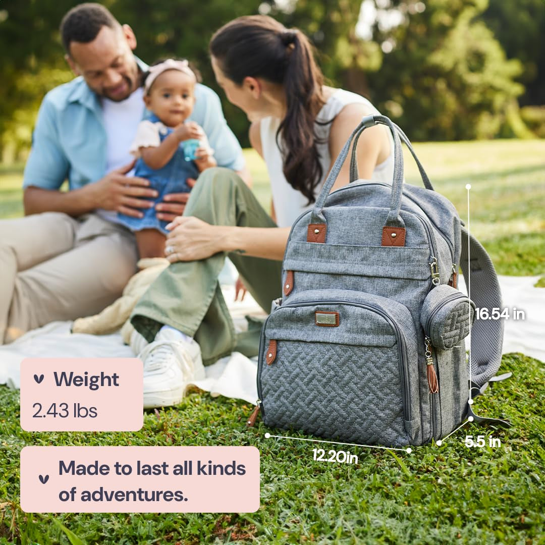 Diaper Bag Backpack - Baby Essentials Travel Tote - Multi Function Water Resistant Diaper Bag, Travel Essentials Baby Bag with Changing Pad, Stroller Straps & Pacifier Case - Unisex, Black