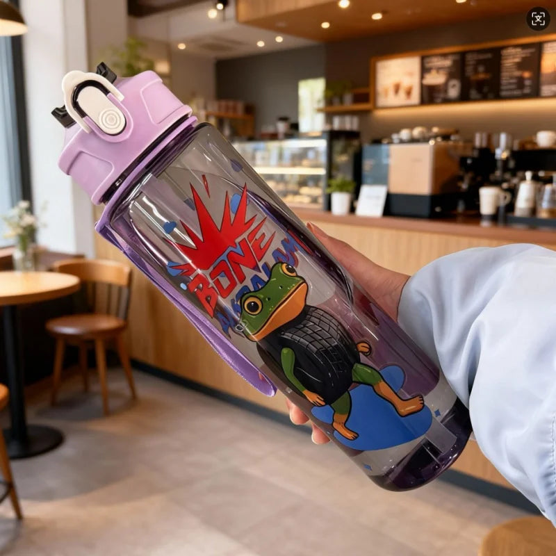 Italian Brainrot Water Bottle Tung Tung Tung Sahur Water Bottle with Straw Outdoor Sports Water Cups Cartoon Drinking Kettle