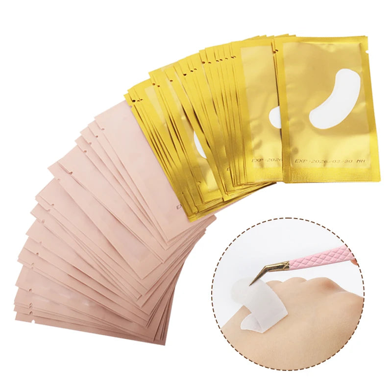 50 Pairs Eye Patches Under Eye Gel Pads Fake Lashes Stickers Wraps Eyelash Extension Supplies For Building Eyelid Makeup Tools