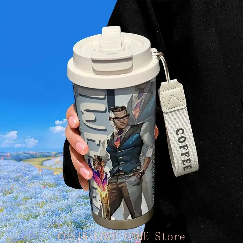 Anime VALORANT Chamber 316 Stainless Steel Thermos Water Bottle Water Cup Anime Straw Water Cup Large Capacity Coffee Cup