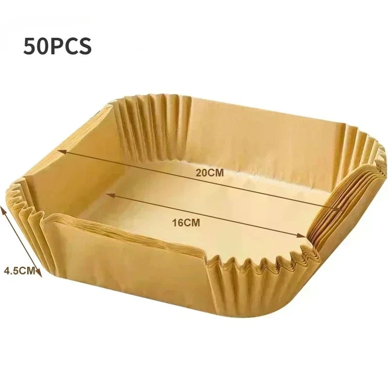 50/100/200pcs Disposable Air Fryer Paper Round/Square Special Paper Food Silicon Oil Paper Air Fryer Liners Baking Paper