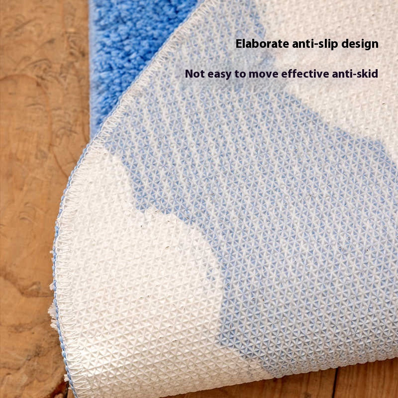 Cream Velvet Toilet Floor Mat Household Absorbent Non-slip Foot Mat