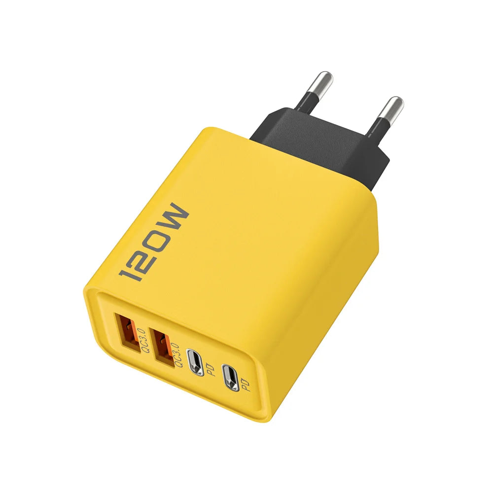 Total 120W 4-Port USB  Type C Fast  Wall Adapter for  Quick Charge Mobile Phone