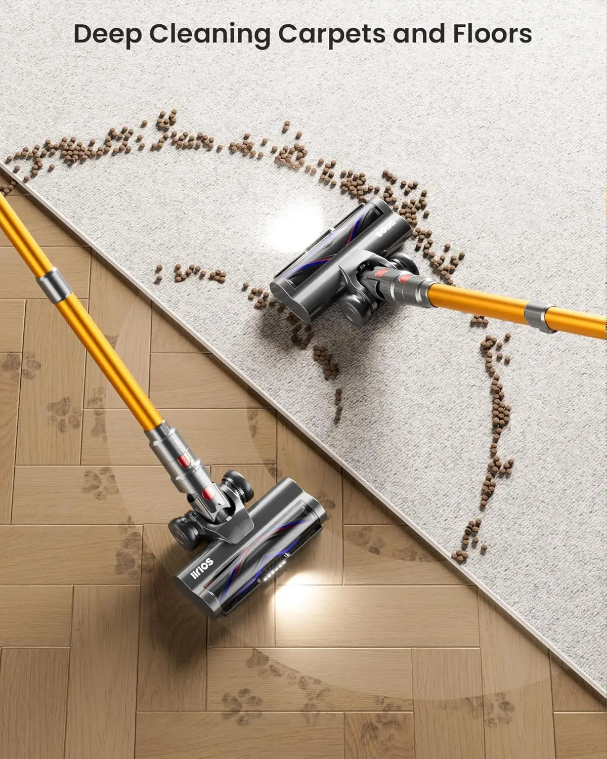 Cordless Vacuum Cleaner, 600W 50KPA Suction, 65Mins Runtime, Self-Standing Design for Home Use