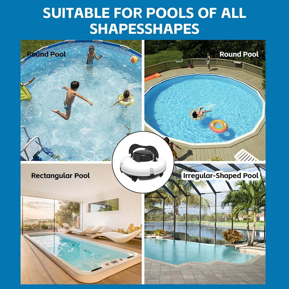 Automatic Robotic Pool Vacuum Cleaner Smart Pool Floor Cleaner Robot 5200mAh Battery Mini Cordless Pool Bottom Cleaning Machine