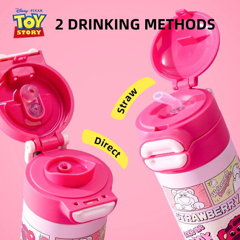 Disney Stitch Children's Water Bottle for School Use 316 Stainless Steel Insulated Cup with Dual-Drink Lid Water Flask with Cup