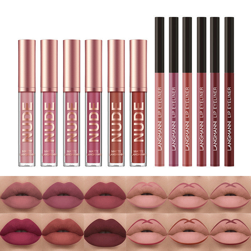 Lip Liner And Lipstick Makeup 12 Pcs Set 6 Matte Lipstick 6 Lip Liner Pens Waterproof Long Lasting Matte Lipstick Beauty Cosmetics Makeup Gift For...