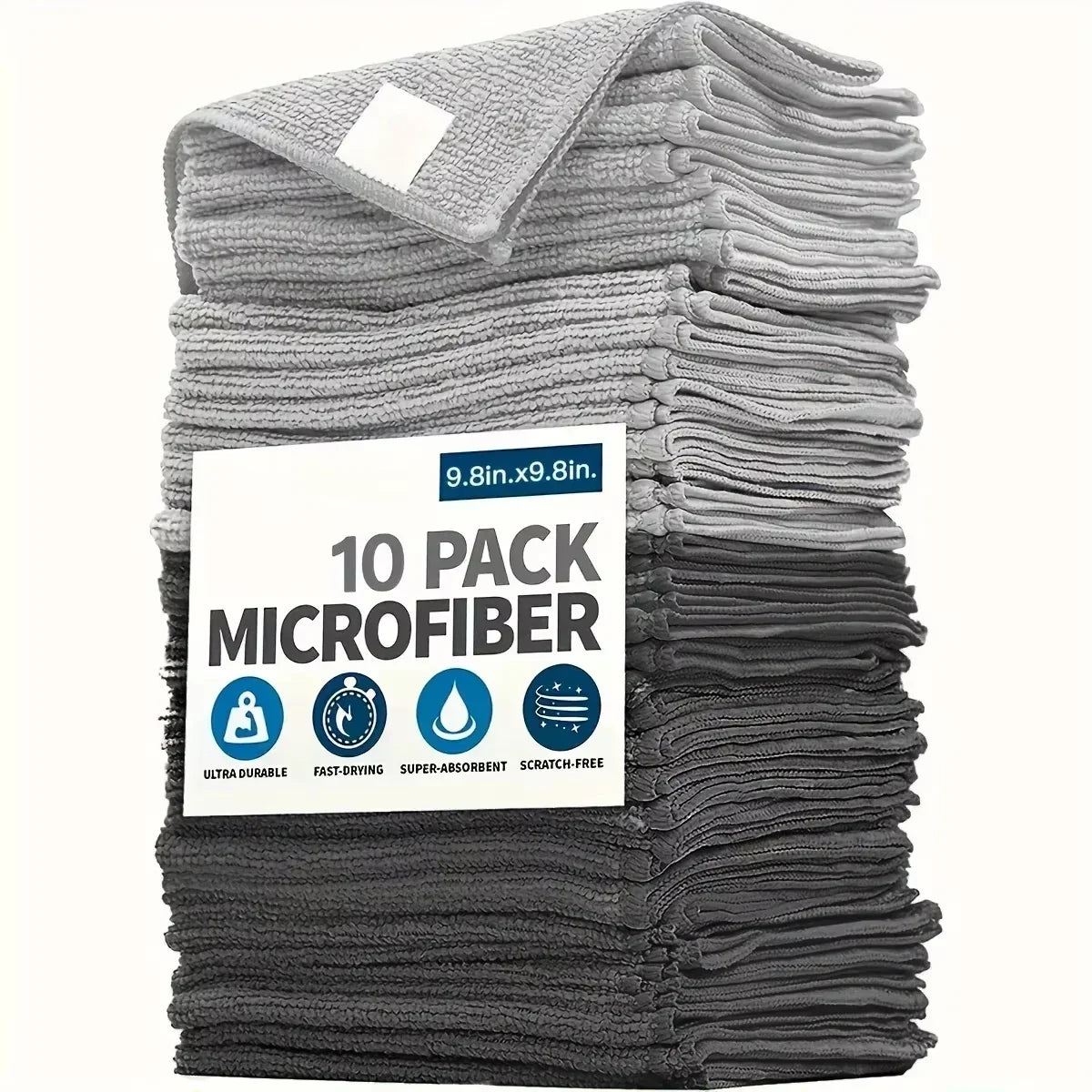 5/10/20pcs Kitchen Towel, Ultra-fine Fiber Light Gray Cleaning Cloth Set, Absorbent, Soft And Stain-removing Cloth