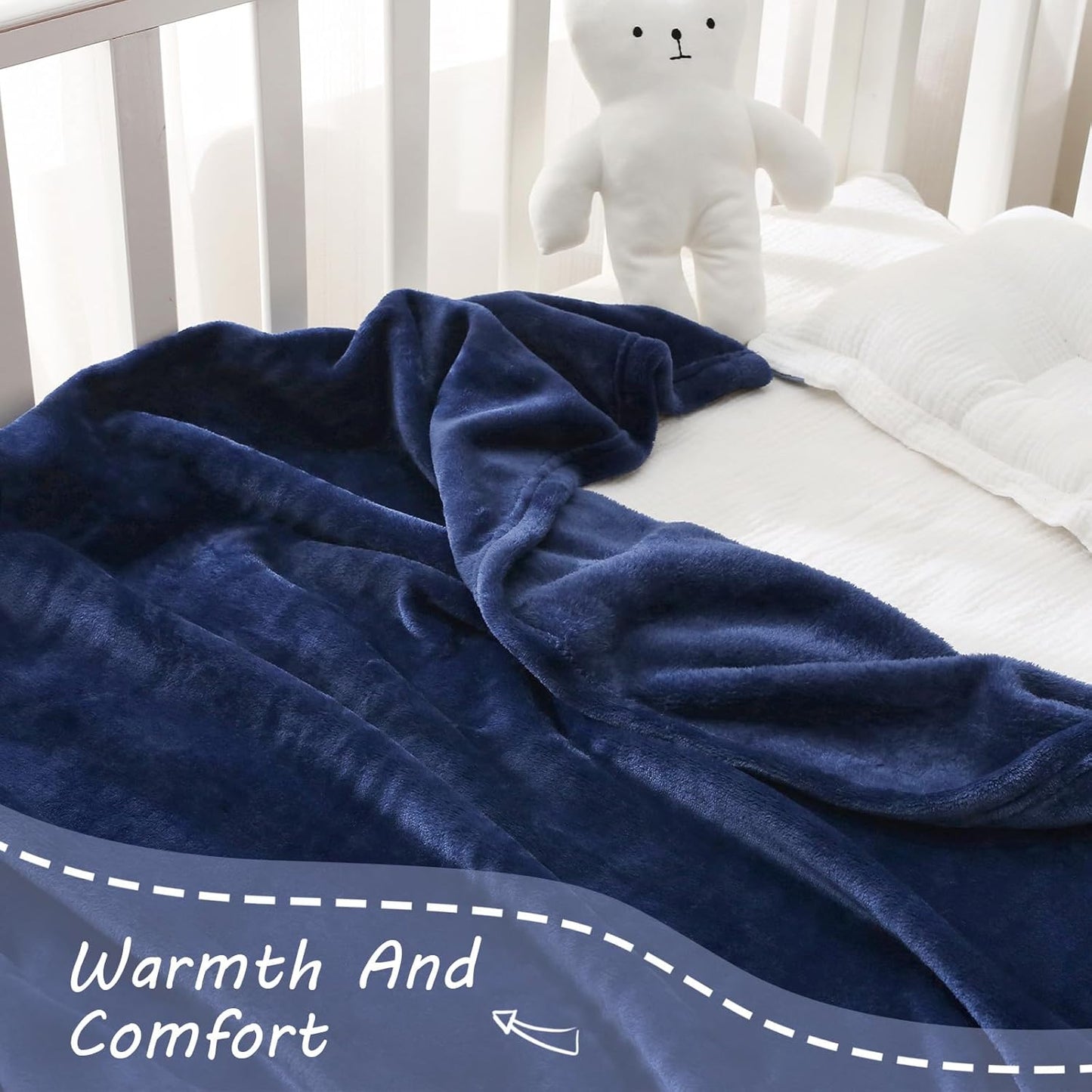 Fleece Throw Blanket for Couch, Super Soft and Warm Blankets, Navy Blue Throw All Season Use, Cozy, Plush, Lightweight, 40X50 Inches