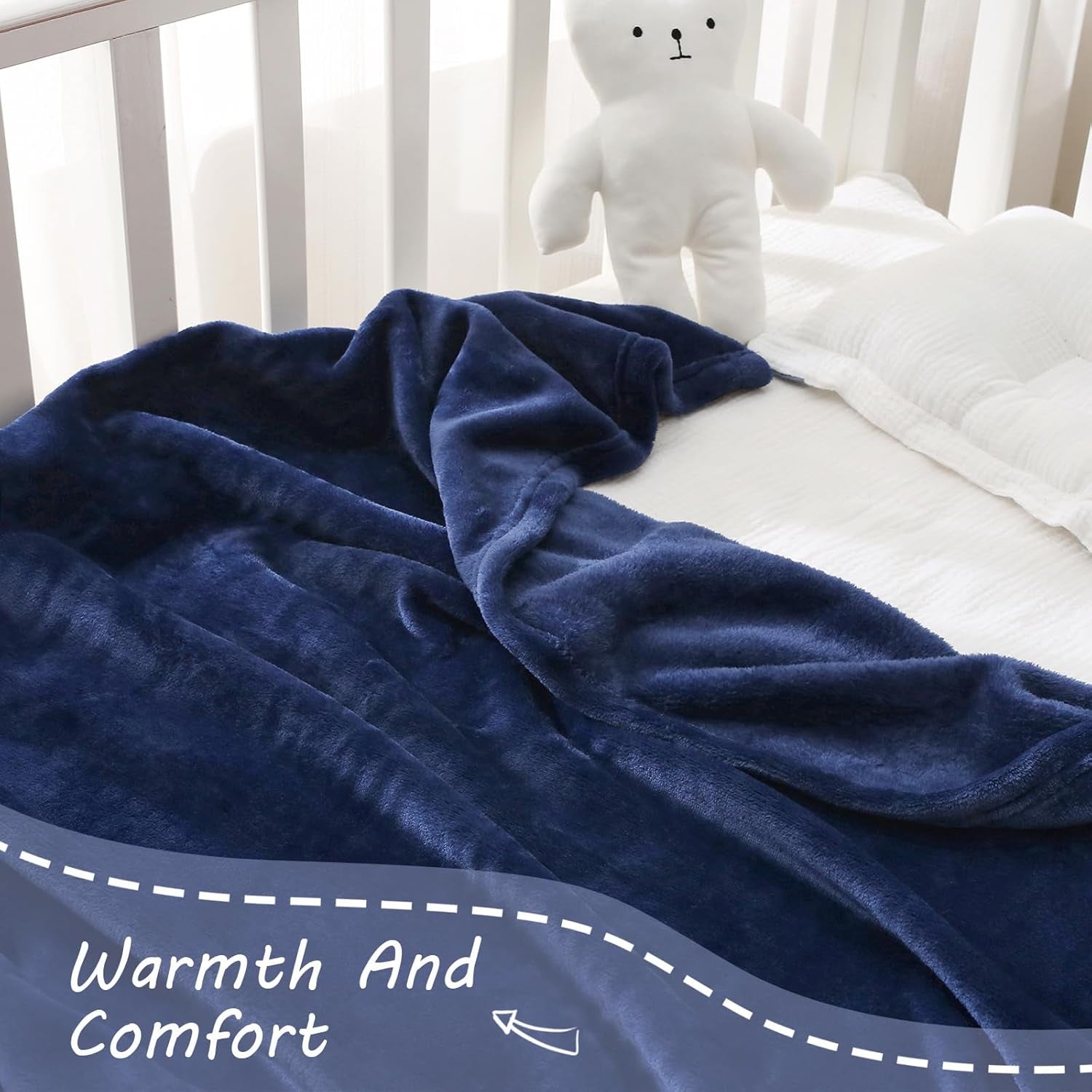 Fleece Throw Blanket for Couch, Super Soft and Warm Blankets, Navy Blue Throw All Season Use, Cozy, Plush, Lightweight, 40X50 Inches