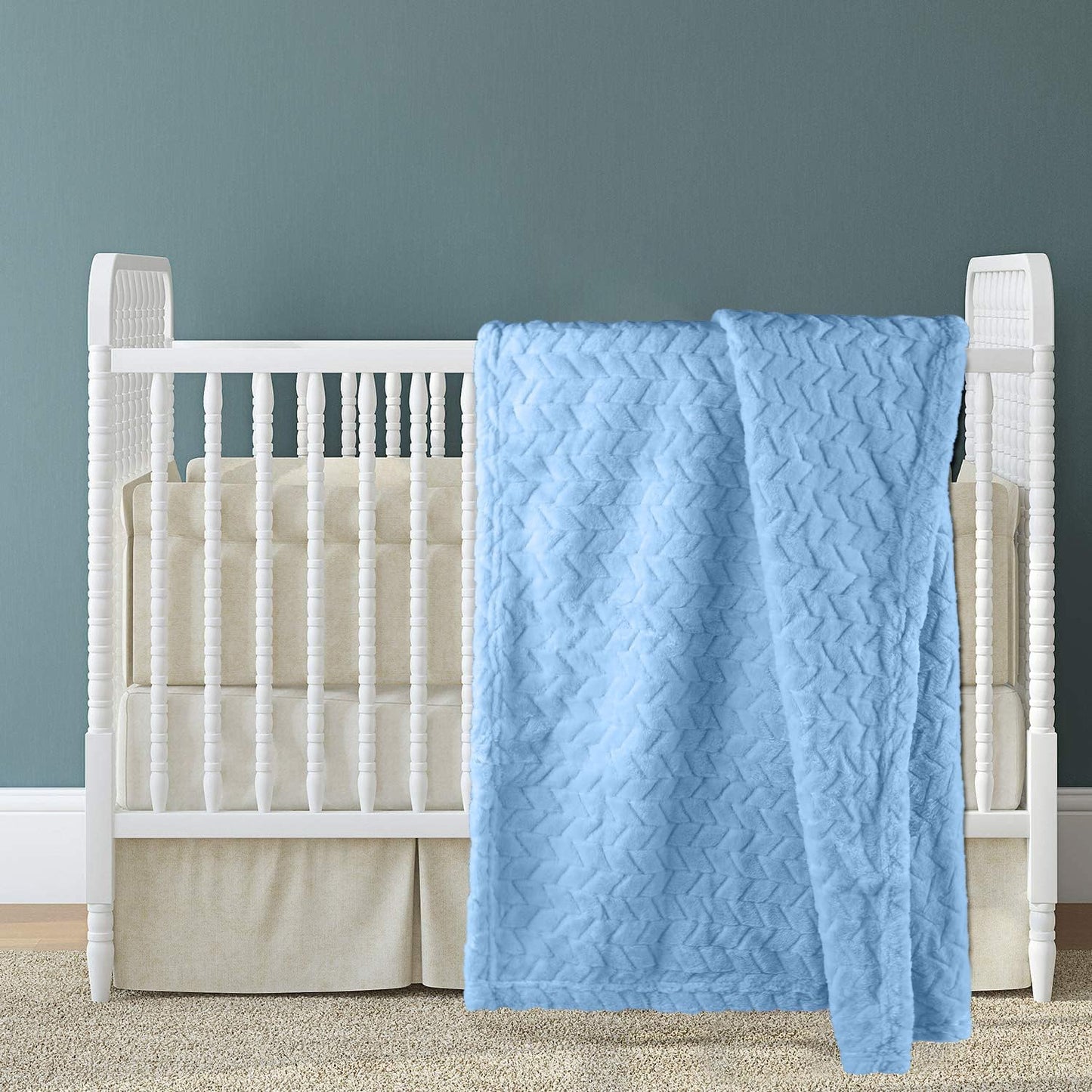 Baby Blanket Flannel, Cozy Throw Blankets for Newborn Infant and Toddler, Super Soft and Warm Receiving Baby Blanket for Crib Stroller (Blue 2532")