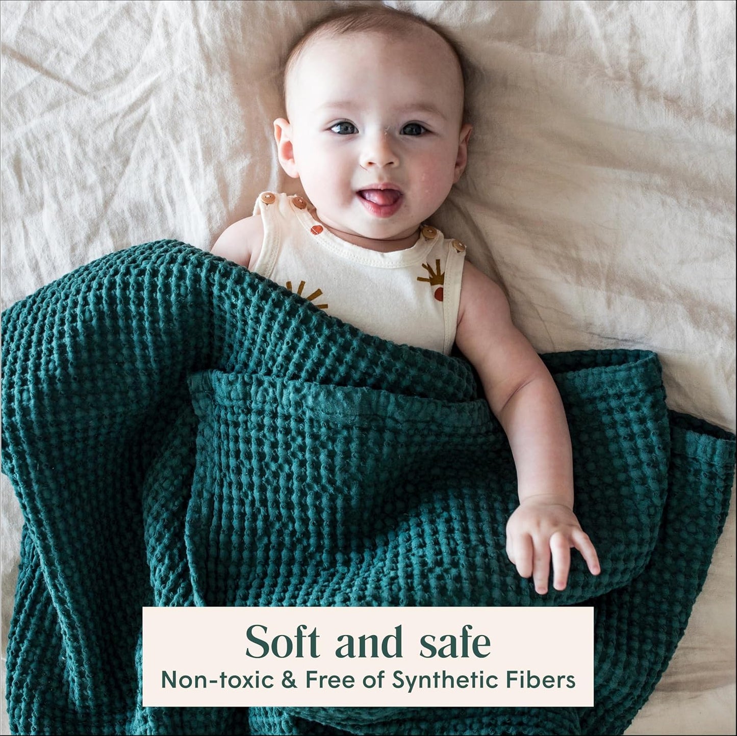 Waffle Baby Blanket Cotton Soft Breathable Swaddle Blanket for Nursery, Stroller & Crib Blanket - Receiving Blankets for Boys & Girls Gender Neutral Toddler Blanket