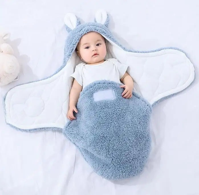 Super Soft Baby Sleeping Bag Fluffy Fleece Newborn Blanket Swaddle Blankets, Unisex Baby Wrap For Newborn Baby Boys Girls With Head-Protecting &...