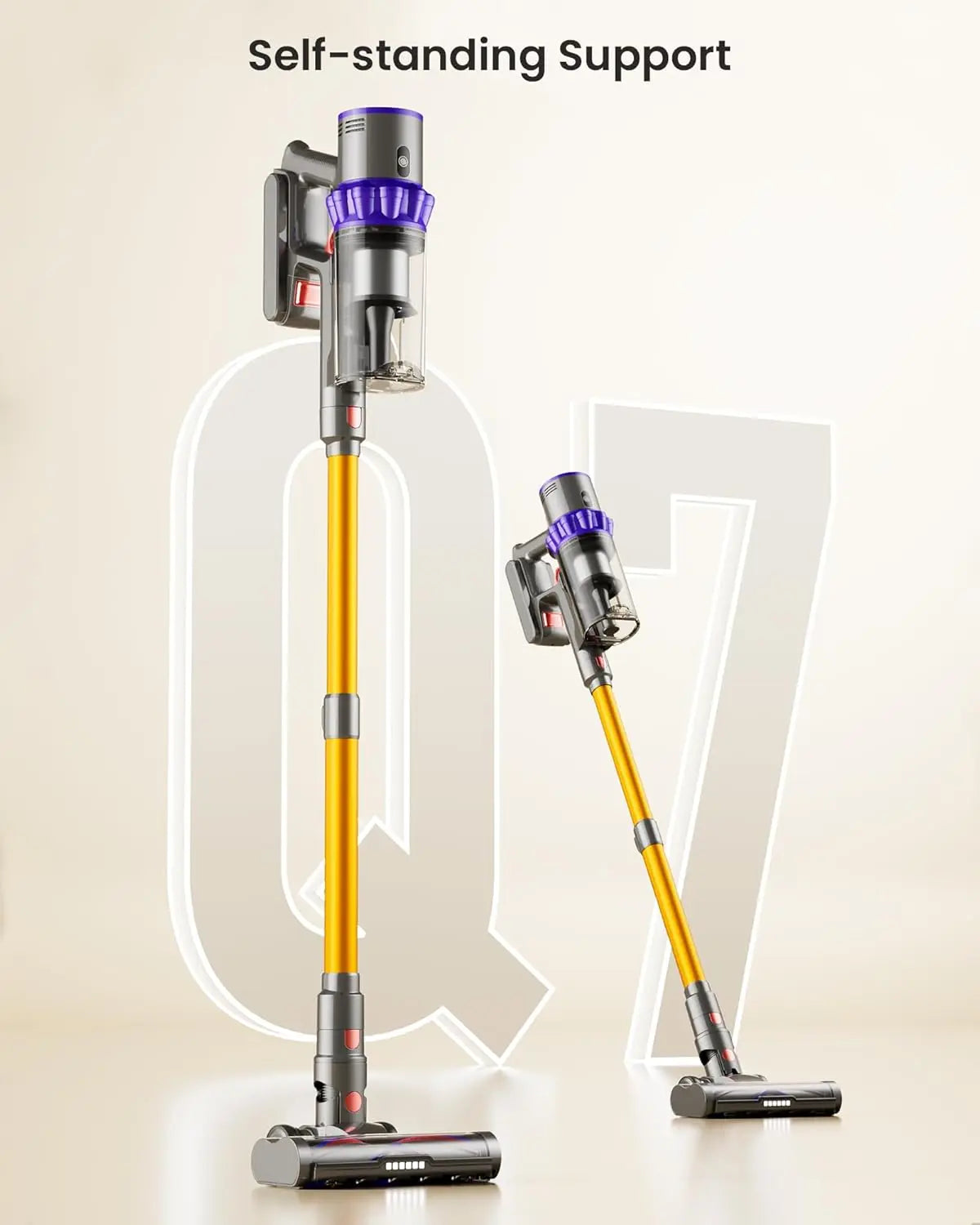 Cordless Vacuum Cleaner, 600W 50KPA Suction, 65Mins Runtime, Self-Standing Design for Home Use