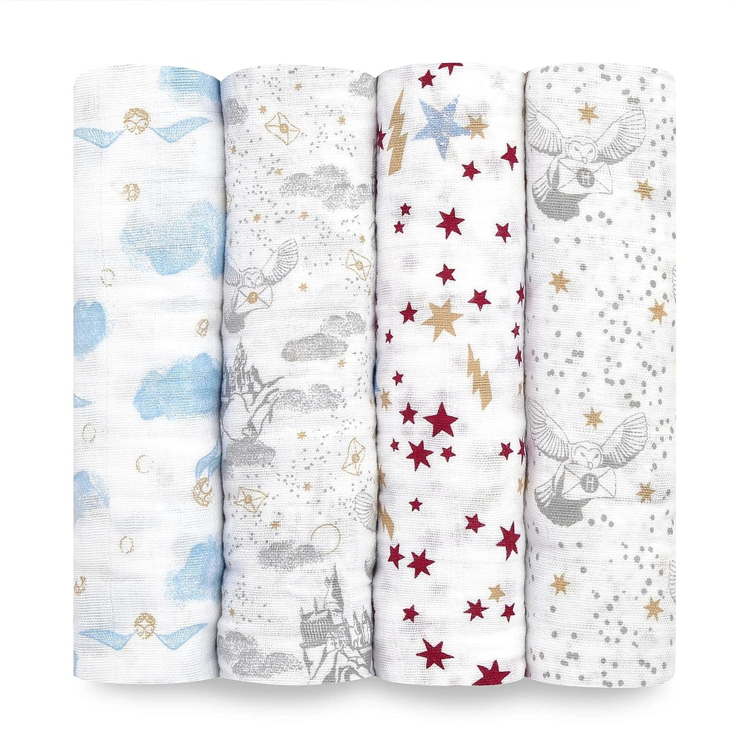 Boutique Muslin Swaddle Blanket for Baby Girls and Boys, Newborn Receiving Blanket for Swaddling, 100% Muslin Cotton Swaddle Wrap,4 Pack, Harry Potter