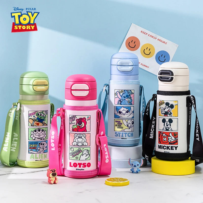 Disney Stitch Children's Water Bottle for School Use 316 Stainless Steel Insulated Cup with Dual-Drink Lid Water Flask with Cup